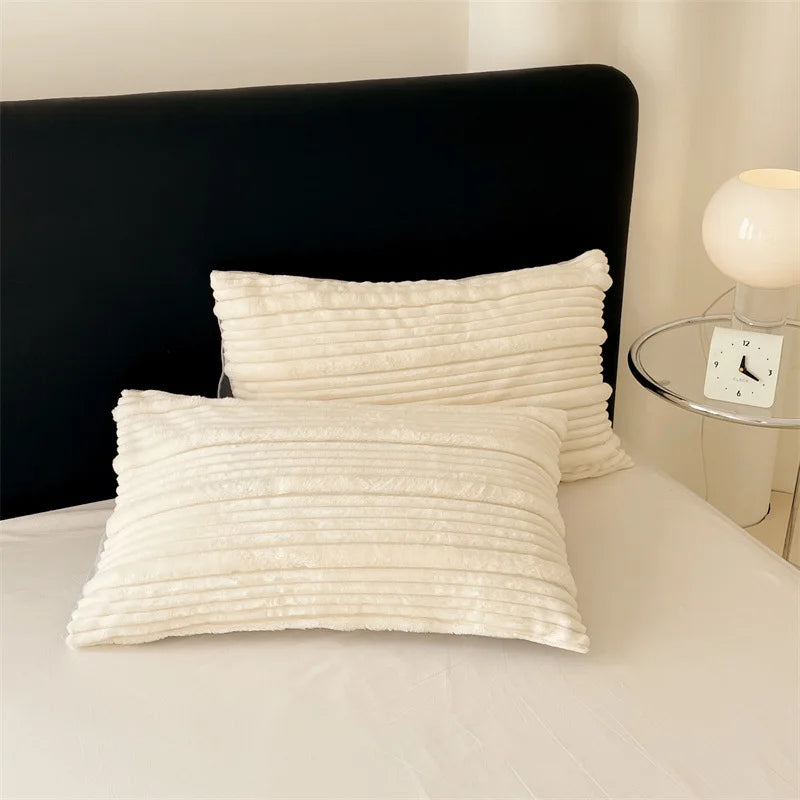 Afralia™ Luxe Plush Rabbit Velvet Pillowcase Single Soft Machine Washable Colorfast