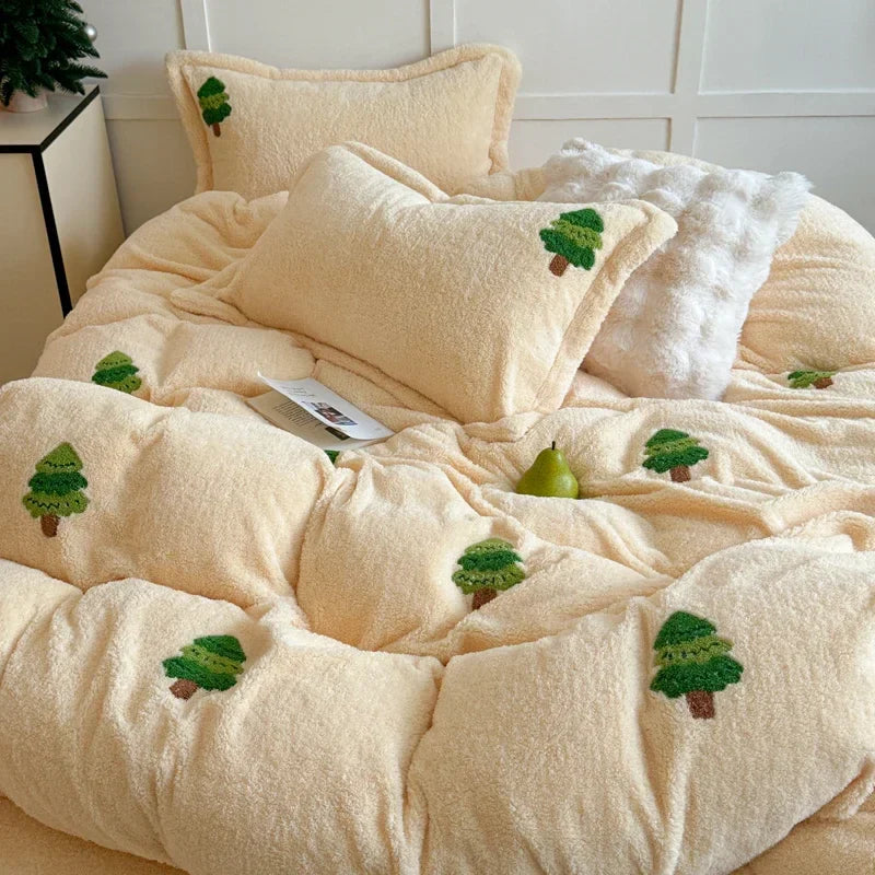 Afralia™ Teddy Velvet Bedding Set for Winter Warmth and High-end Comfort