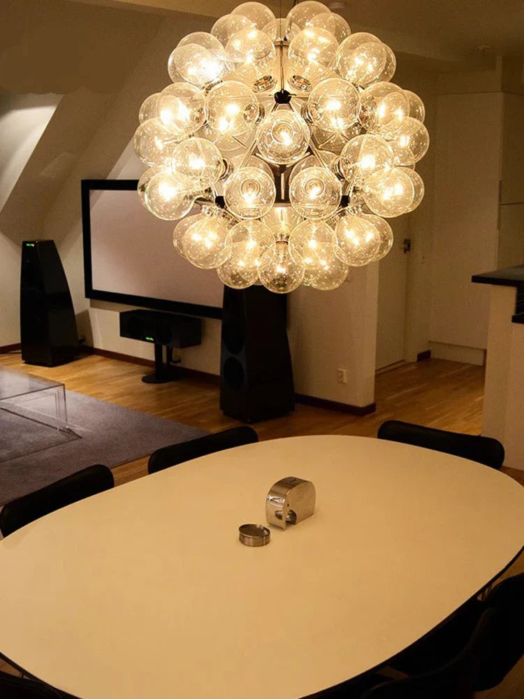 Afralia™ Glass Dandelion G4 LED Chandelier - Gold Chrome Black Hardware