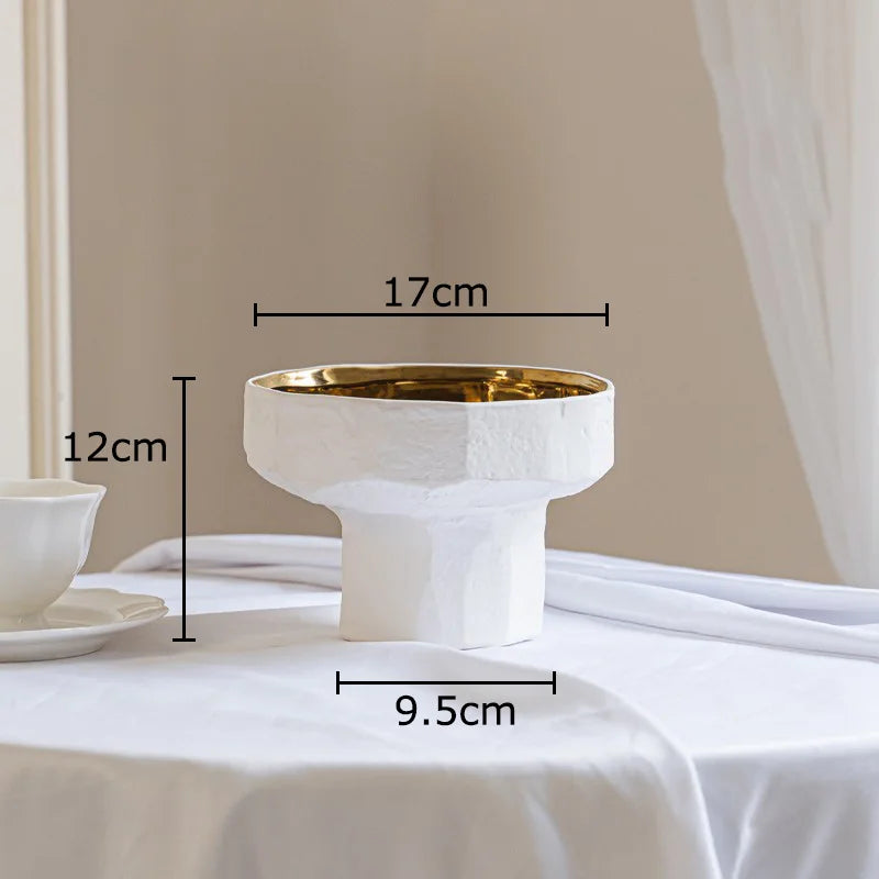 Afralia™ White Ceramic Vase Desk Decor Flowers Floral Porcelain Aesthetic Room Decor