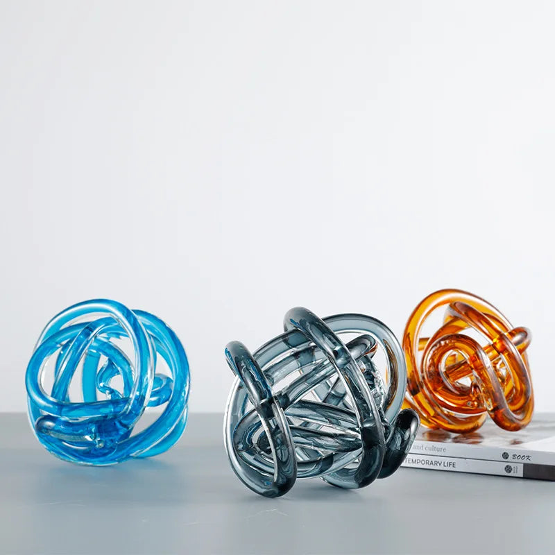 Afralia™ Glass Coil Ball Sculpture Decorative Figurine