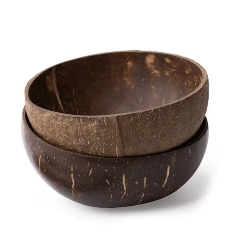 Afralia™ Coconut Bowl Set with Wooden Spoon: Natural Handmade Tableware for Desserts, Fruits, Salads