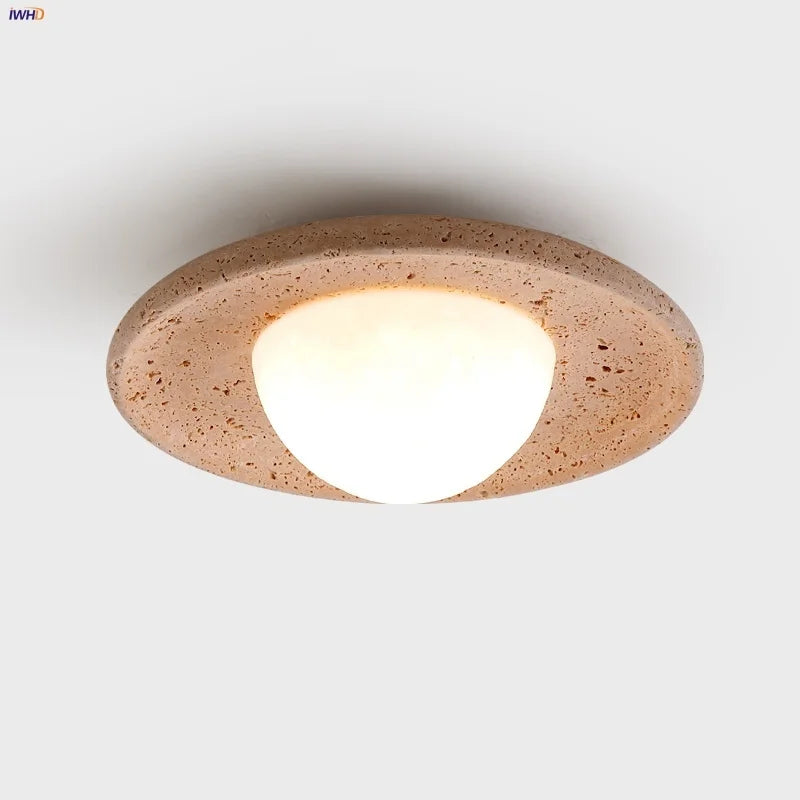 Afralia™ Yellow Travertine LED Ceiling Lamp, Modern Nordic 3D Print Light Fixtures