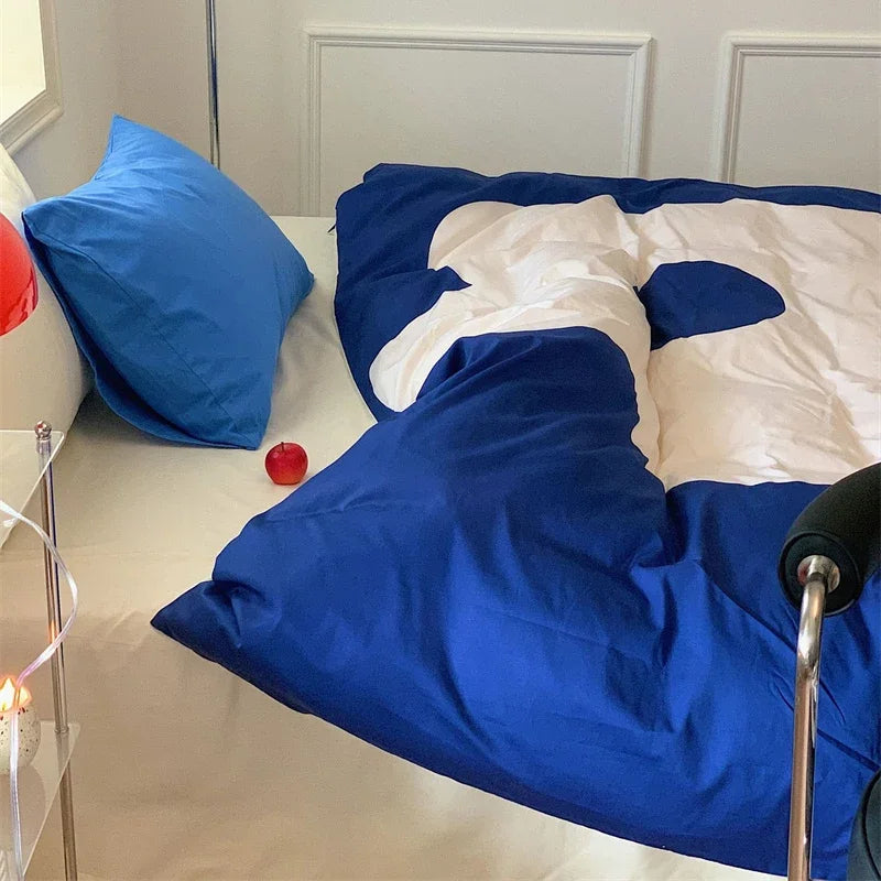 Afralia™ Large Flowers Print Cotton Satin Full Size Comforter Bedding Set