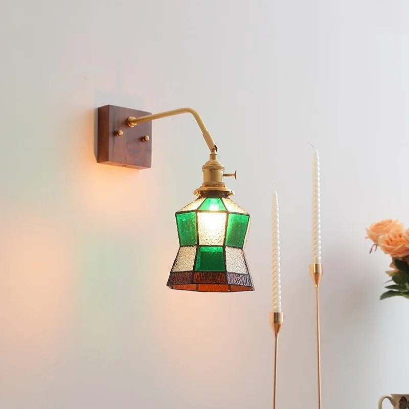 Afralia™ Glass Walnut LED Wall Light - Modern Bedroom Living Room Home Decor