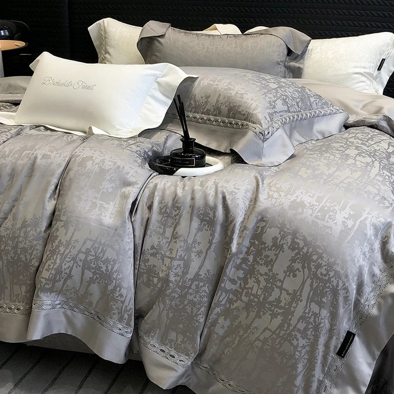 Afralia™ Luxury Jacquard Cotton Lyocell Bedding Set with Breathable Duvet Covers