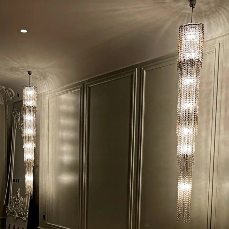 Afralia™ Staircase Luxury Chandelier: Elegant Lighting Fixture for Living Room Décor