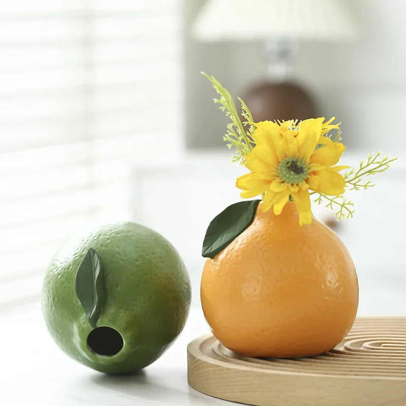 Afralia™ Orange Ceramic Vase Pomelo Flower Arrangement Home Decoration