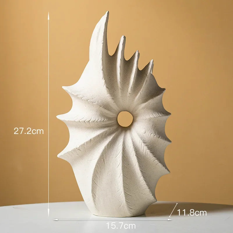 Afralia™ Conch Shape Ceramic Vase for Artificial Flower Arrangements