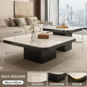 Afralia™ Light Luxury Rock Square Coffee Table Modern Minimalist Living Room Combo