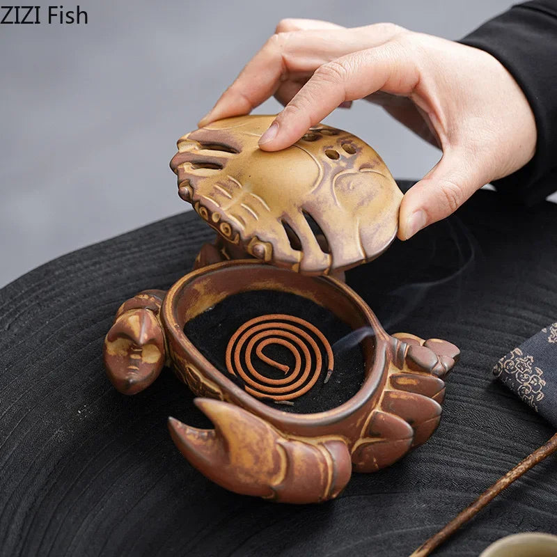 Afralia™ Crab Ceramic Incense Burner Aromatherapy Tray Room Diffuser Censer Ash Plate