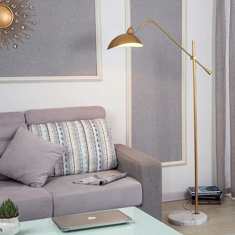 Afralia™ Nordic Adjustable Floor Lamp with Marble Base - Black