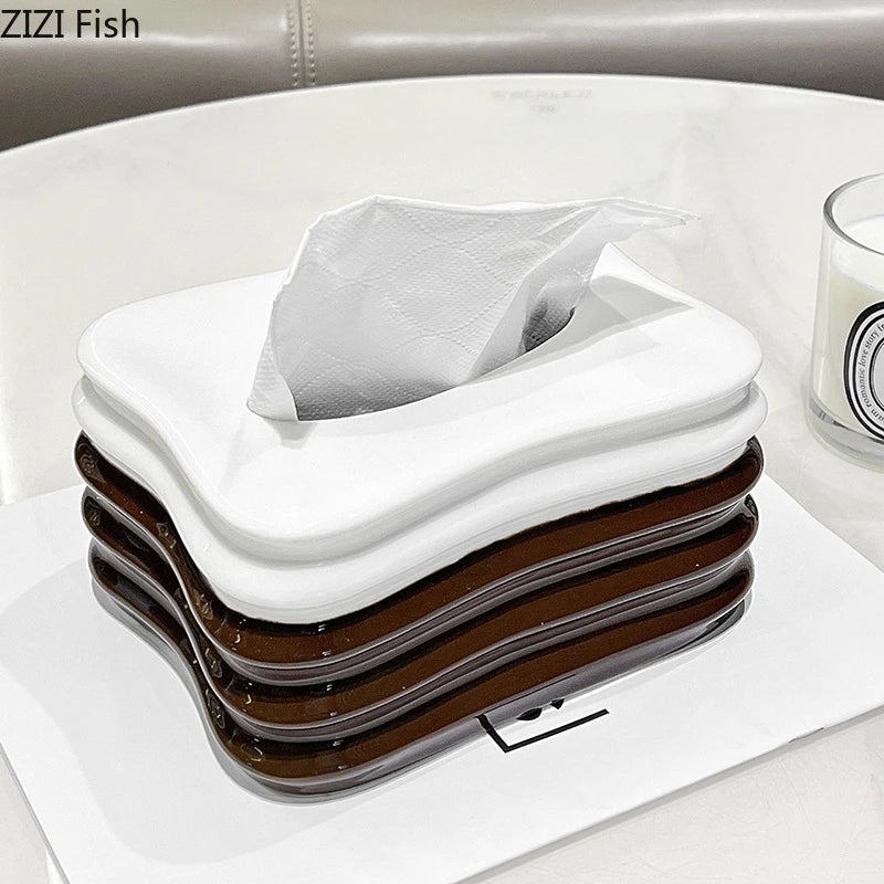 Afralia™ Multi Layer Ceramic Tissue Box - Stylish Desk and Home Decor