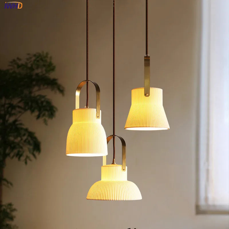 Afralia™ Ceramic LED Pendant Lights - Japanese Style, Nordic Modern Hanging Light