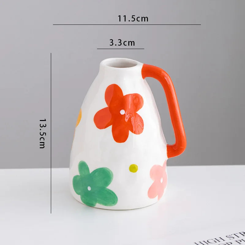 Afralia™ Ceramic Flower Vase Colorful Floral Arrangement Home Decoration Pot
