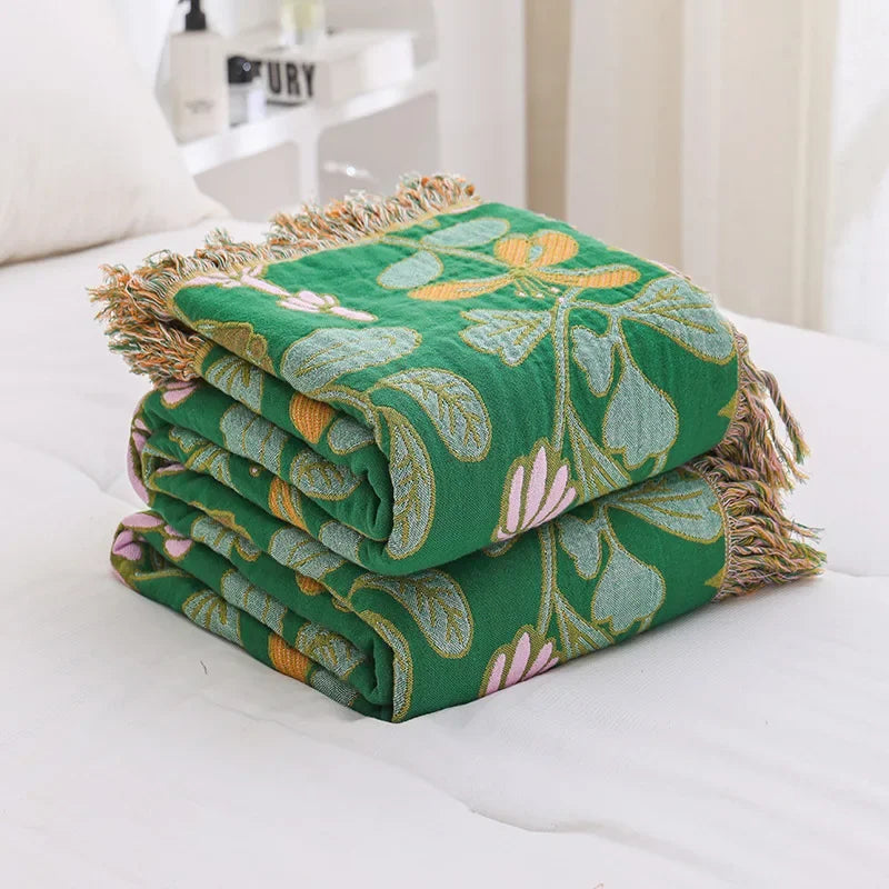 Afralia™ Cotton Tassel Sofa Blanket - All-Season Multifunctional Leisure Blanket