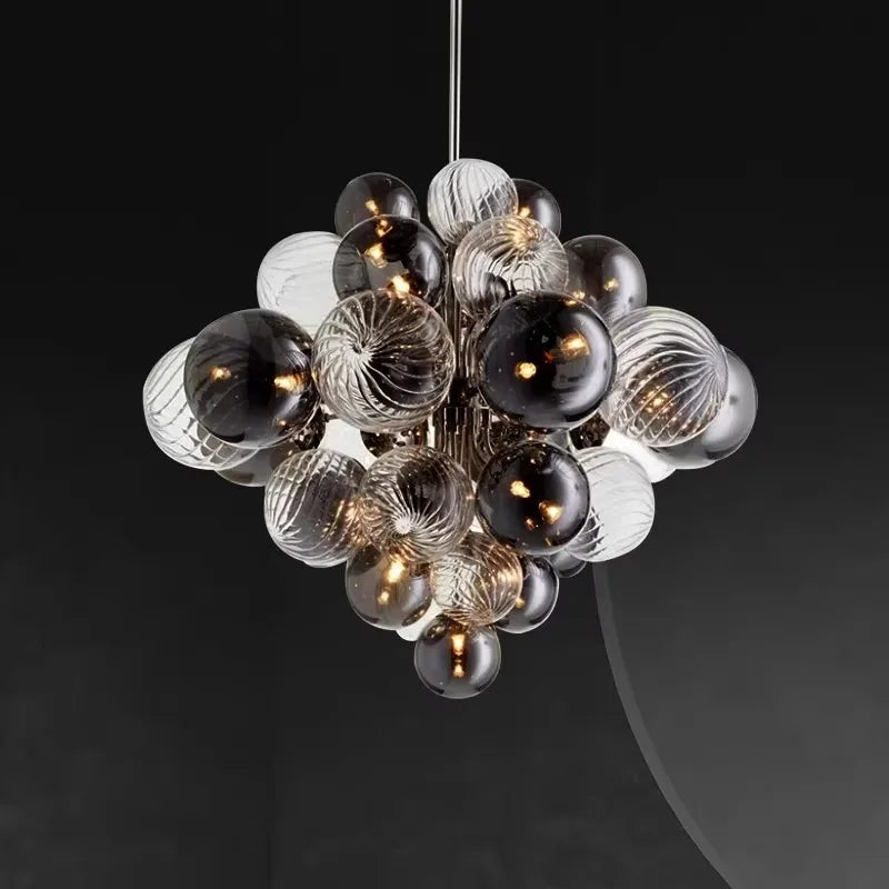 Afralia™ Glass Bubble Chandelier - Clear Anthracite Light Fixture for Modern Living Room