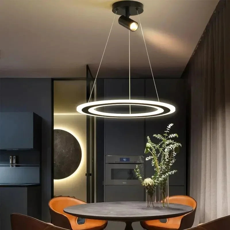 Afralia™ Nordic Design LED Bedroom Pendant Light Chrome - Minimalist Restaurant Chandelier