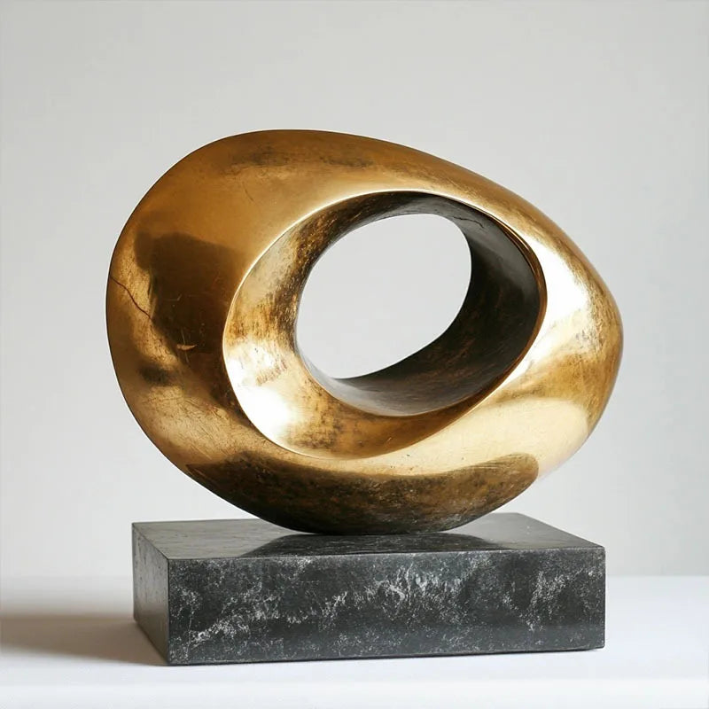 Afralia™ Gold Geometric Abstract Resin Ring Figurines for Stylish Home Decor