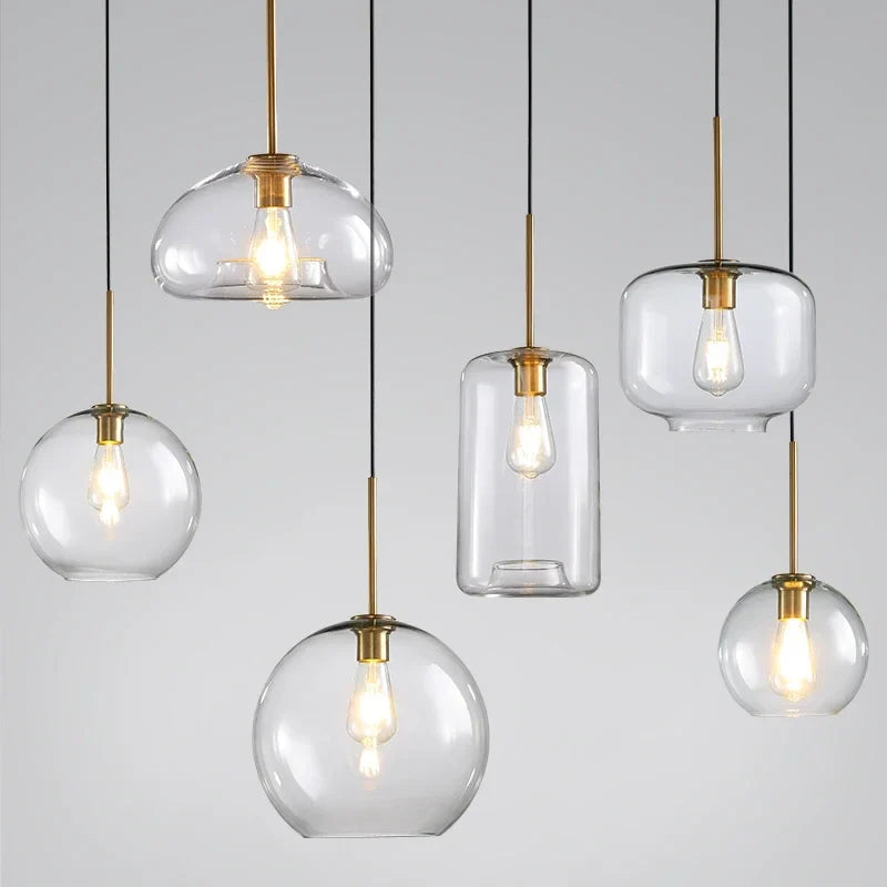 Afralia™ Industrial Loft Glass Pendant Light for Kitchen Restaurant Decor