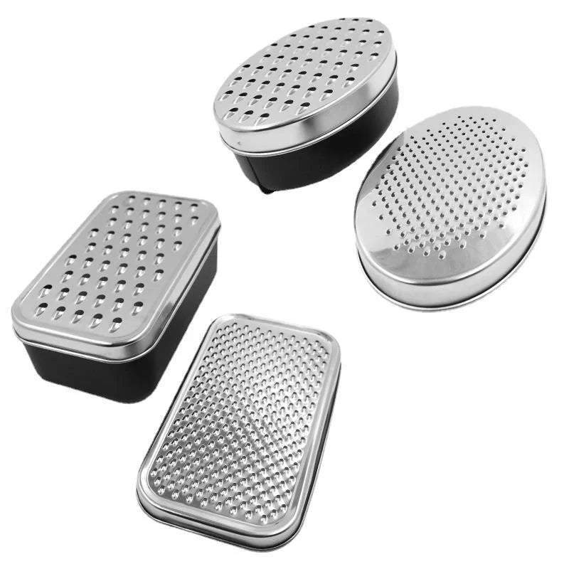 Afralia™ Double-Sided Cheese Grater & Shredder with Container Lid - Stainless Steel Kitchen Tool