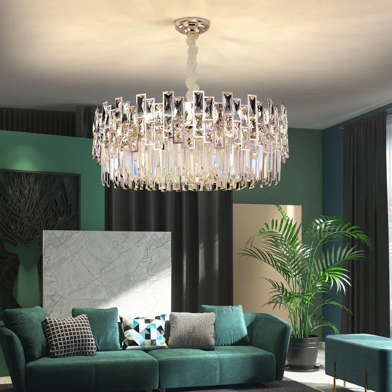 Afralia™ LED Crystal Chandelier: Elegant Round & Oval Hanging Lamp for Luxurious Living Room