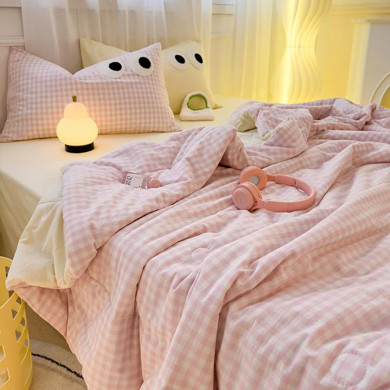 Afralia™ Summer Striped Blanket: Simple, Comfortable, and Breathable for Cool Home Bedspread.