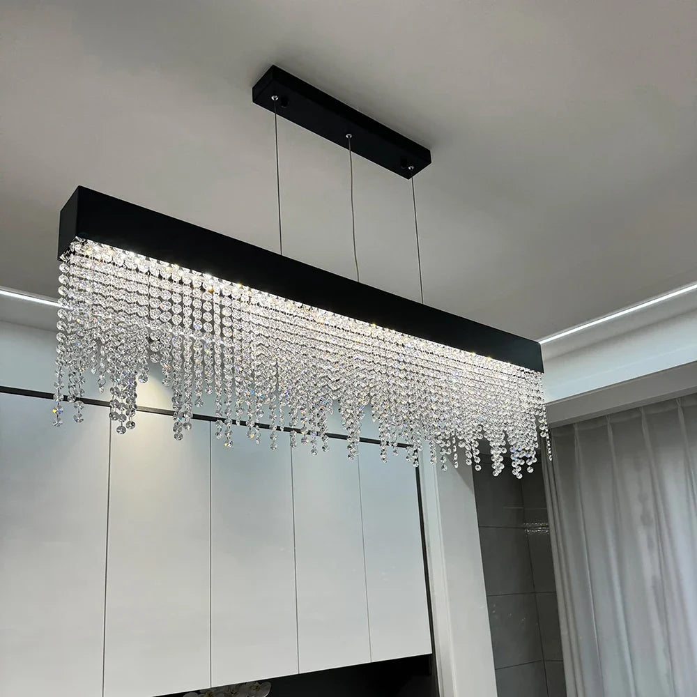 Afralia™ Teardrop Crystal LED Chandelier - Italian Gold Black Chrome, Indoor Lighting for Dining Room