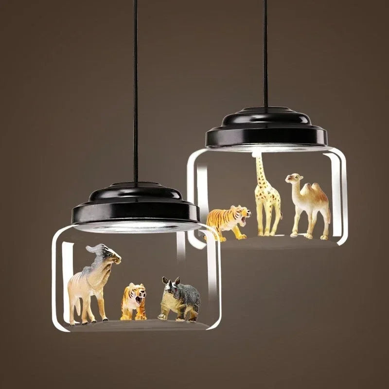 Afralia™ Nordic Cartoon LED Pendant Lights: Cute Animal Design for Kids Room, Bedroom Decor