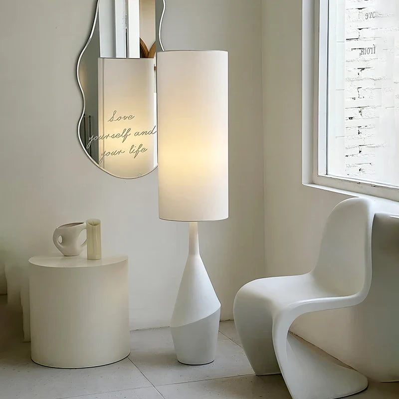 Afralia™ Cream LED Floor Lamp Nordic Minimalist Style for Living Room & Bedroom