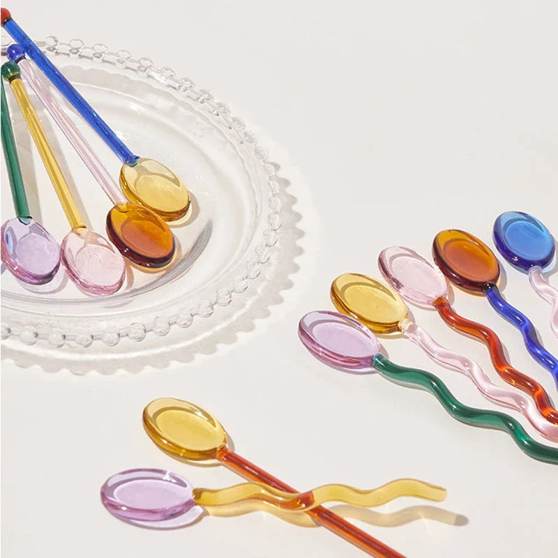 Afralia™ Glass Mixing Spoons: Stylish Tableware for Beverages, Fruit Juice, Coffee & More