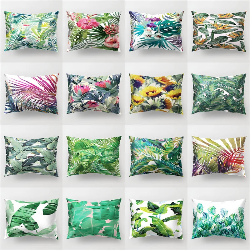 Afralia™ Spring Leaves Pillow Cases - Tropical Plant Polyester Cushion Cover