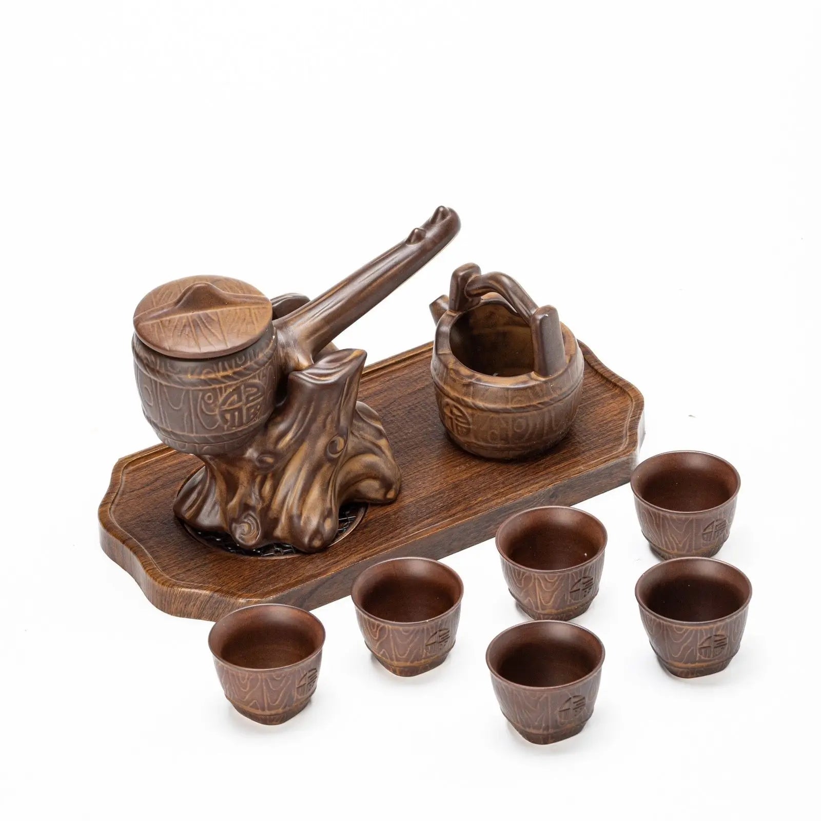 Afralia™ Ceramic Kung Fu Tea Set: High-End, Retro, Anti-Scalding, Easy Home Brewing