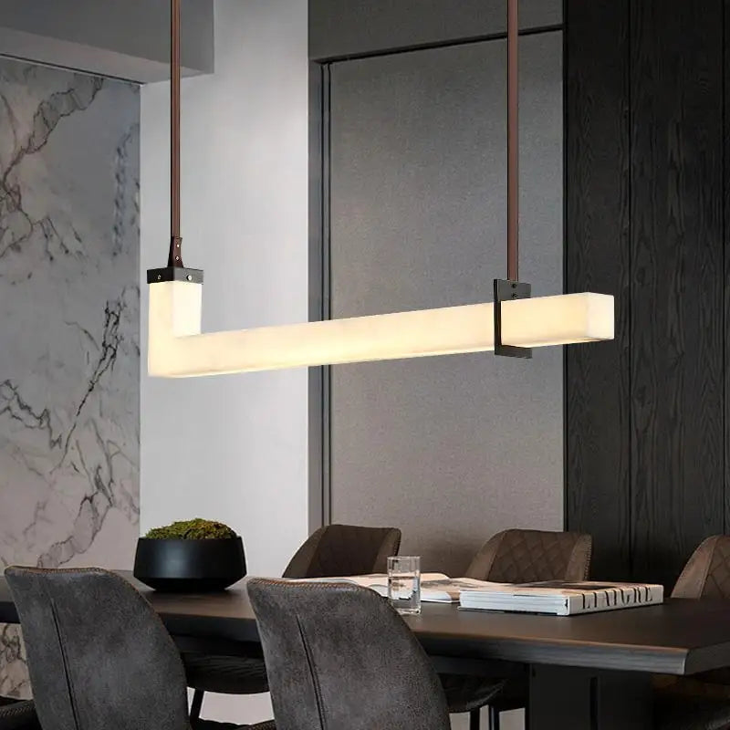 Afralia™ Marble Pendant Lights with Black Stone Belt Hanglamp for Dining Room