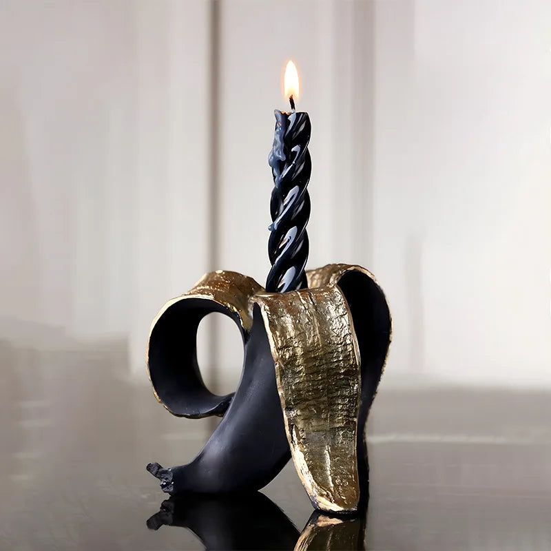 Afralia™ Golden Banana Candlestick Holder for Wedding Centerpieces and Home Decoration