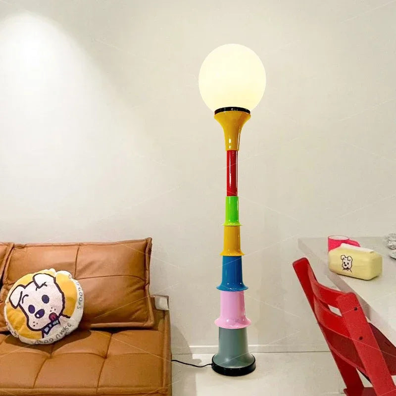 Afralia™ Colorful Memphis Floor Lamp: Creative LED Standing Light for Bedroom and Parlor