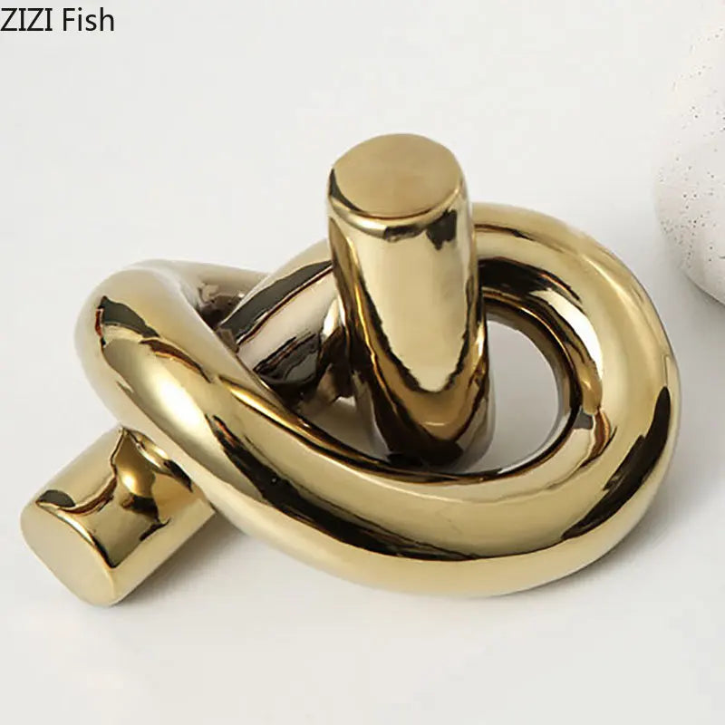 Afralia™ Ceramic Knot Sculpture Abstract Desk Decor Artwork Room Aesthetic Statues