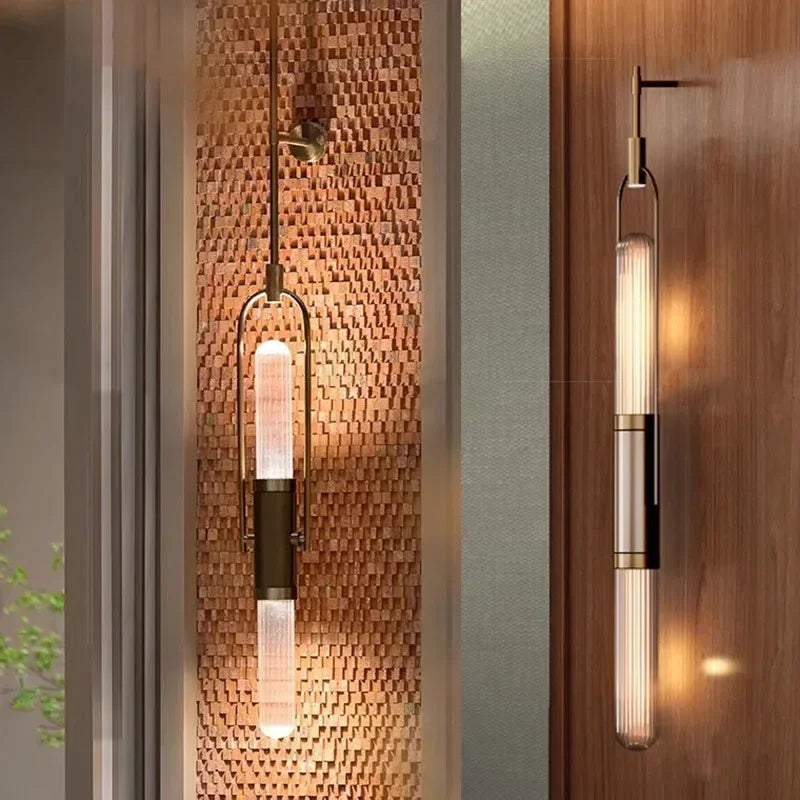 Art Deco Clear Glass Wall Lamp Gold Metal G9 Bulb Home Lighting Sconce Afralia™