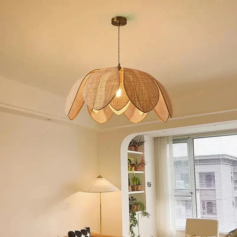 Afralia™ Rattan LED Pendant Lamp - Vintage Wicker Chandelier for Dining Room, Living Room, Kitchen