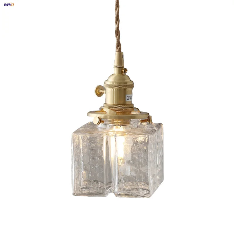 Afralia™ Ice Cube Glass LED Pendant Light Modern Home Decor Hanging Lamp