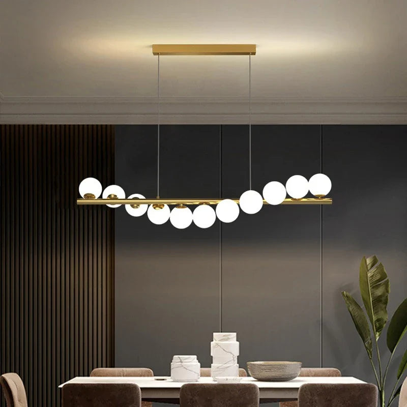Afralia™ Glass Ball Chandelier: Modern Dining Room Kitchen Decor Hanging Lamp