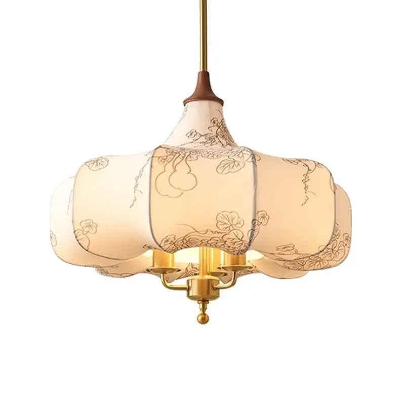 Afralia™ Gold Lustre Retro Medieval Fabric Pendant Lights for Home Decor
