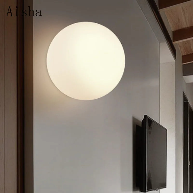 Afralia™ Glass Moon Ball LED Wall Lamp for Bathroom Balcony Bedroom Sconces