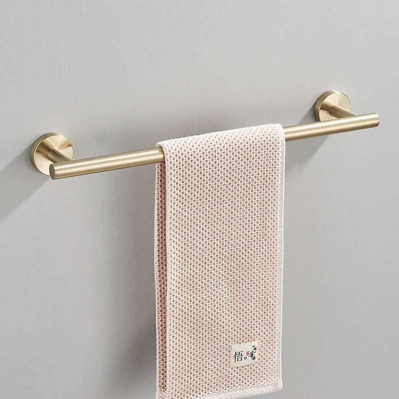 Afralia™ Brushed Gold Bathroom Hardware Set: Towel Bar, Paper Holder, Robe Hook