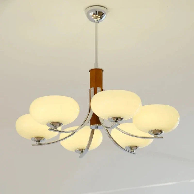 Afralia™ Milk White Glass Pendant Chandelier: Retro Bauhaus Style for Bedroom, Living Room, Restaurant