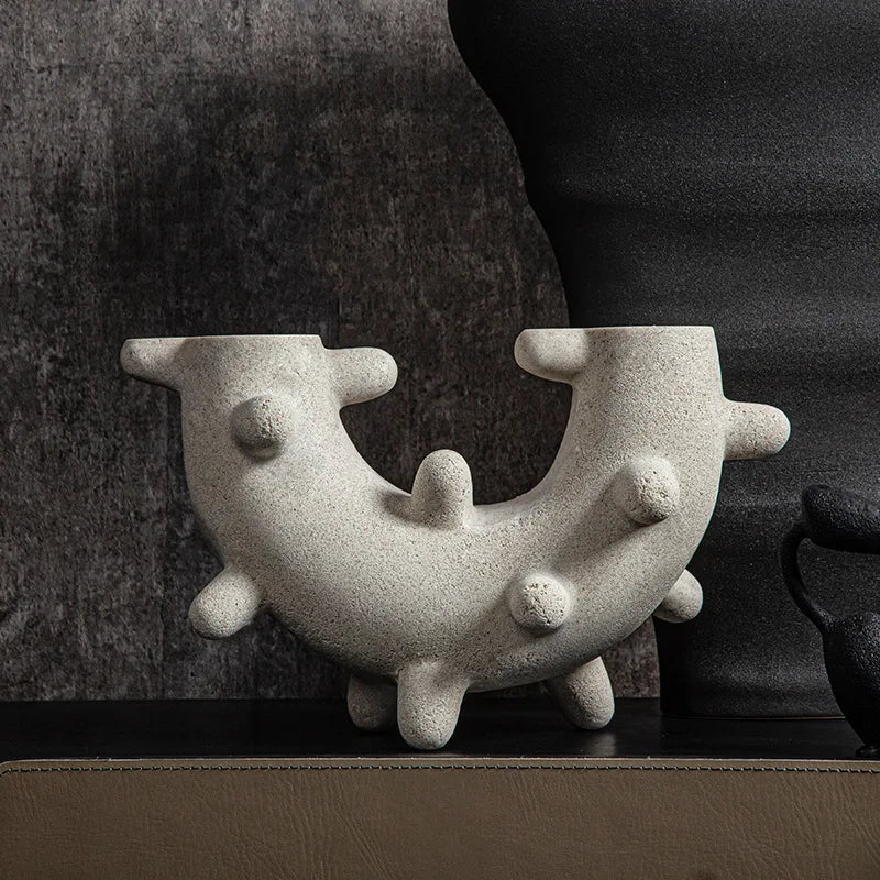 Afralia™ Geometric Cactus Resin Sculpture Home Decor - Circular Arc Handicraft Ornament