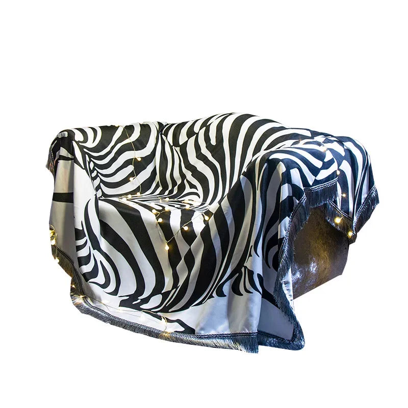 Afralia™ Nordic Minimalist Sofa Cover - Zebra Print Blanket & Cushion Set