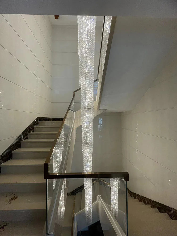 Afralia™ Crystal Chandelier: Luxury Rotating Staircase Lighting for Living Room