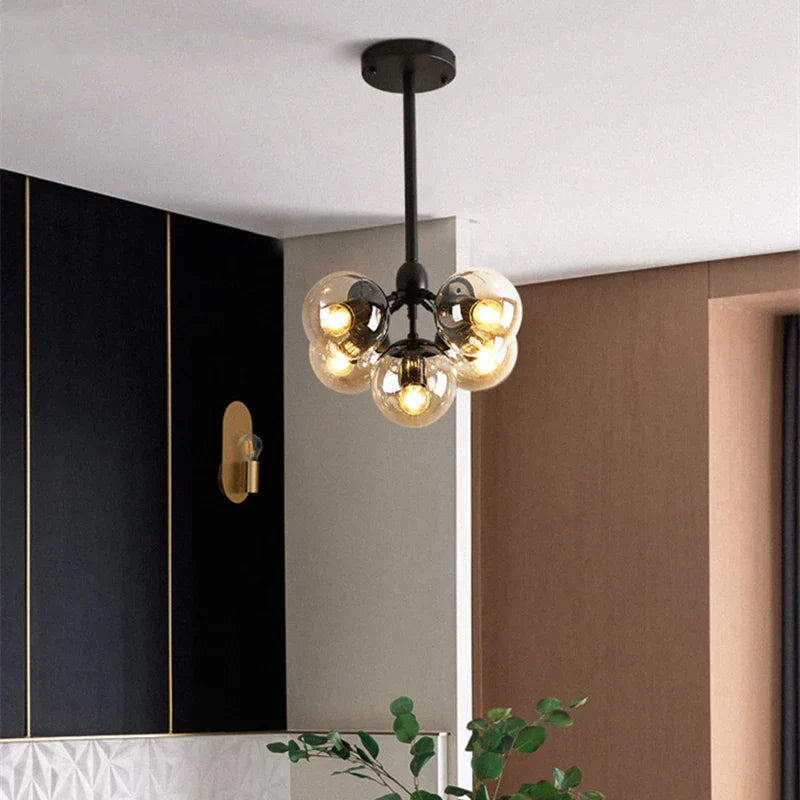 Afralia™ Magic Bean Glass Ball Chandelier - Vintage Industrial Loft Hanging Light