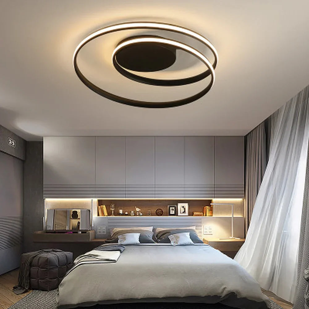 Afralia™ Modern LED Chandelier in Black & White for Living, Bedroom, Dining Room Lighting